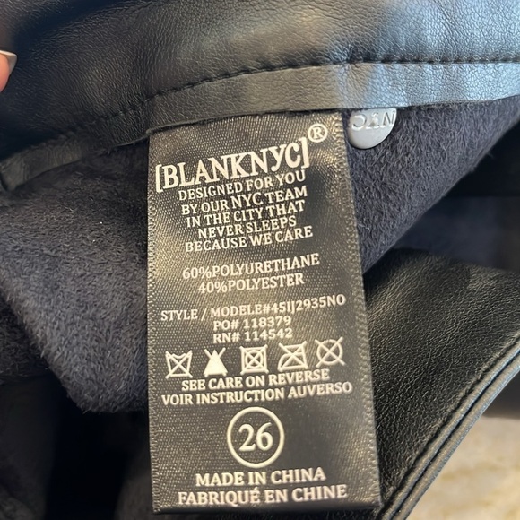 NEW Blank‎ NYC | Baxter Ribcage High Rise Vegan Leather Jeans | Black  | Size 26 - Picture 12 of 14